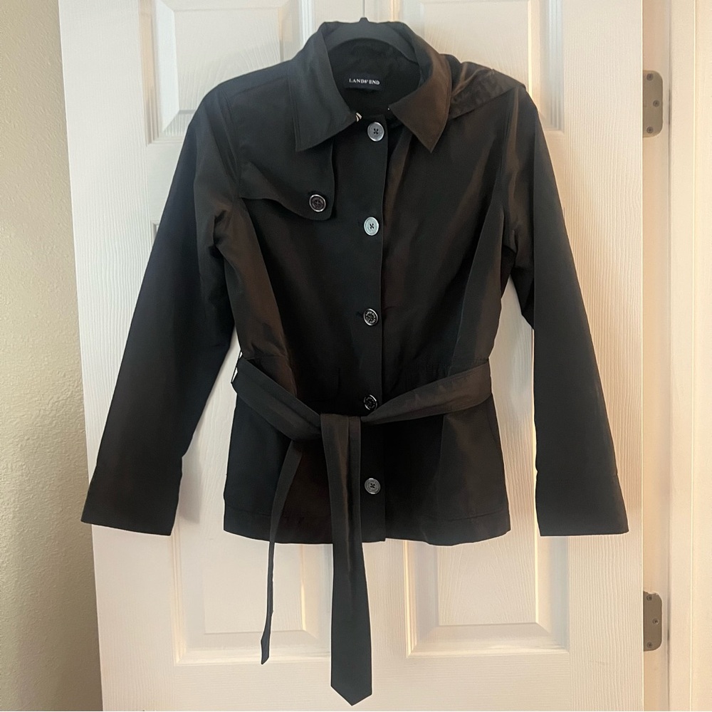 Lands' End Black Women's Windbreaker Jacket - Size XS Petite 2-4